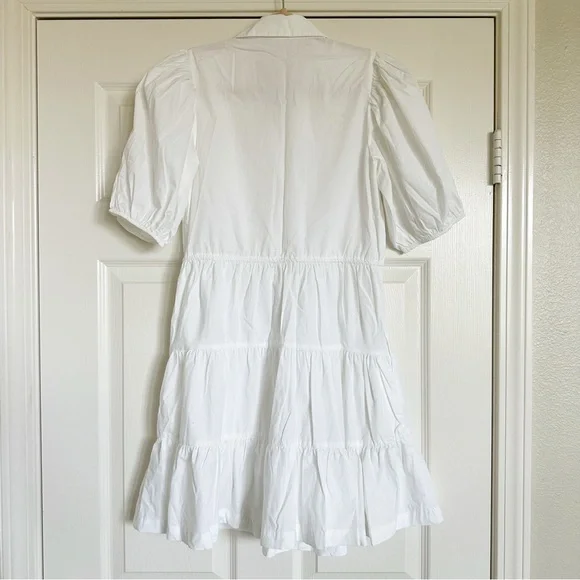 Abercrombie and Fitch White Puff Sleeve Poplin Shirt Dress - Picture 5 of 6